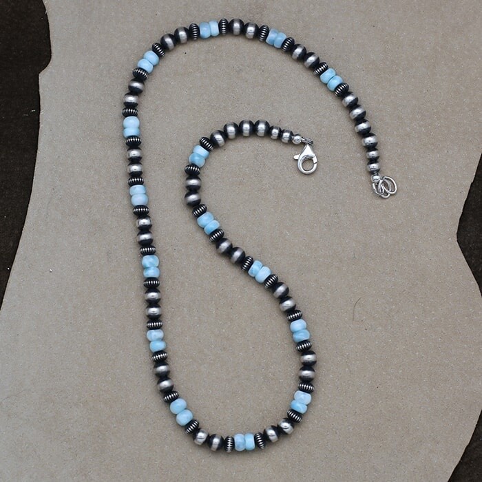 18&quot; necklace w/Larimar beads-BC 1410