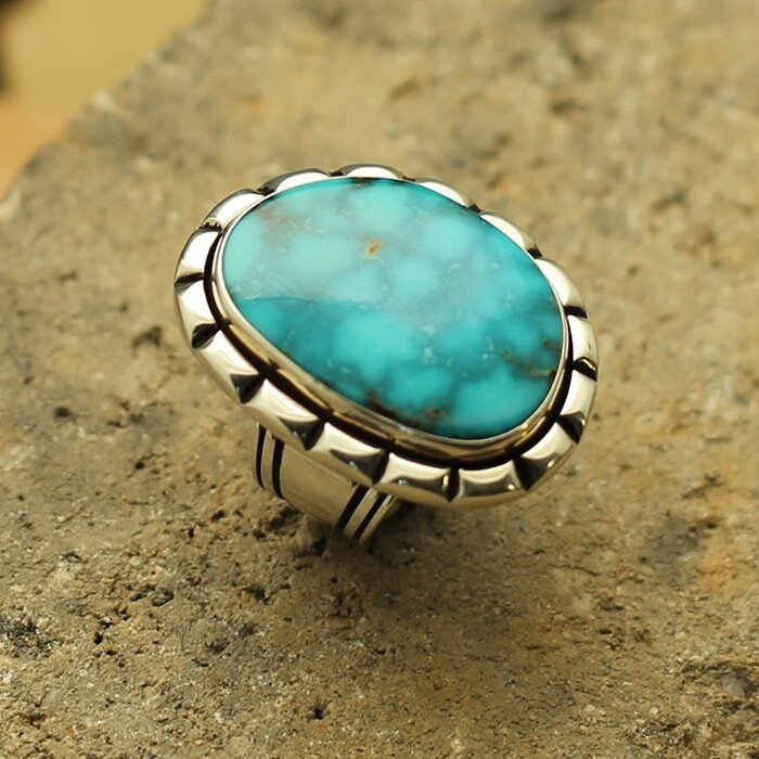 Large Kingman turquoise adjustable ring