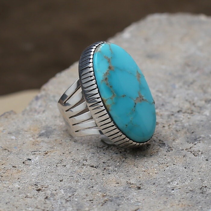 Bernyse Chavez design ring with Kingman turquoise- BIL 662