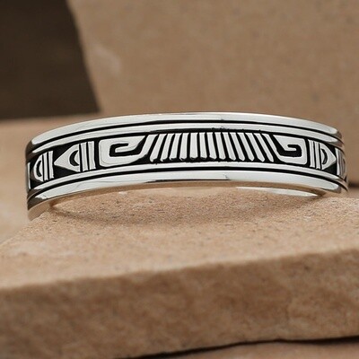 Medium cuff overlay bracelet in sterling silver