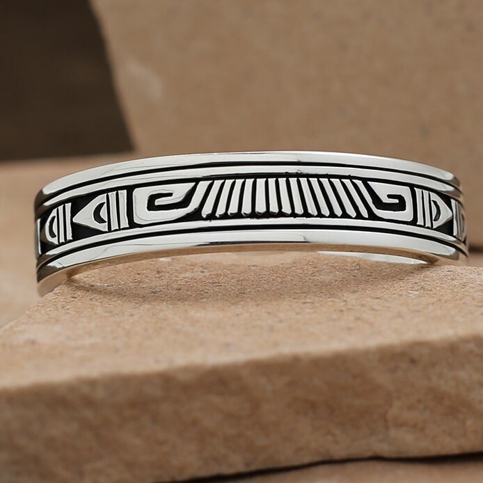 Medium cuff overlay bracelet in sterling silver