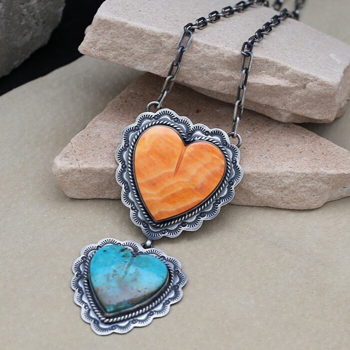 Large double heart necklace