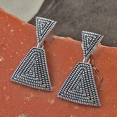 Basket weave  double triangle dangle earrings