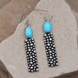 Long rectangular earring- Rain Drop Design &amp; turquoise