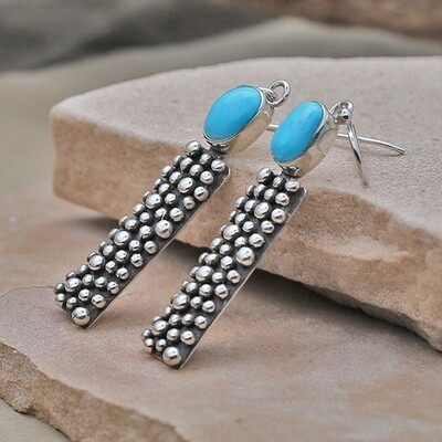 Long rectangular earring- Rain Drop Design &amp; turquoise