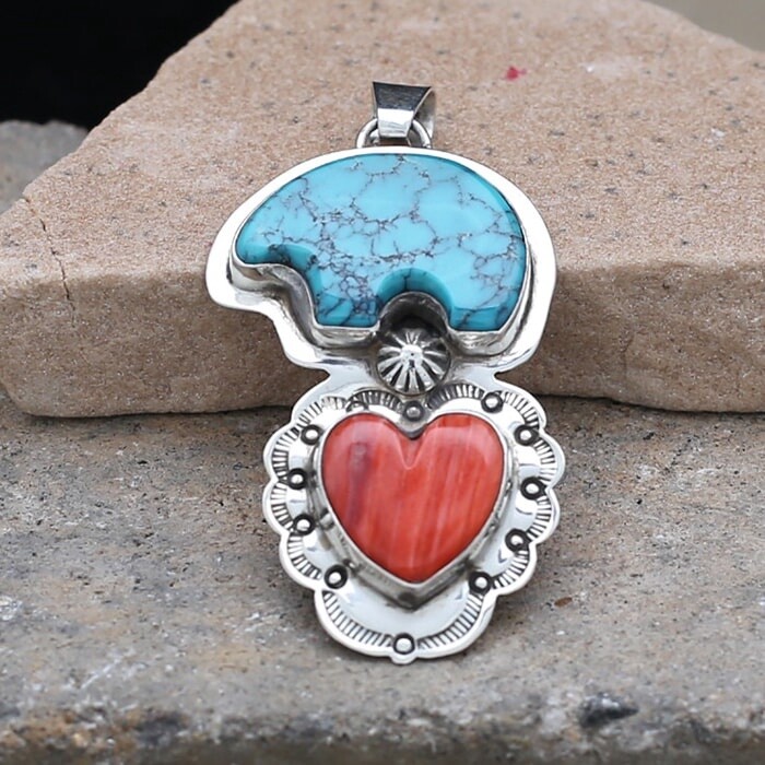 Bear &amp; Heart large pendant