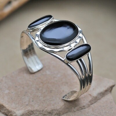 Large 3-stone Black Onyx bracelet