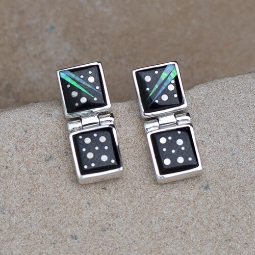 Square hinge dangle earrings, Night Sky inlay-NS 117