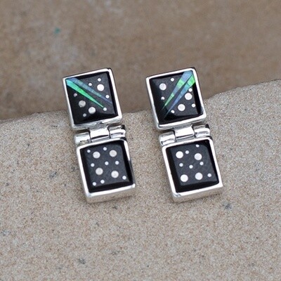 Square hinge dangle earrings, Night Sky inlay-NS 117
