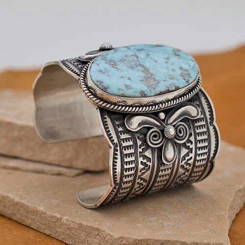 Wide Dry Creek Turquoise cuff bracelet
