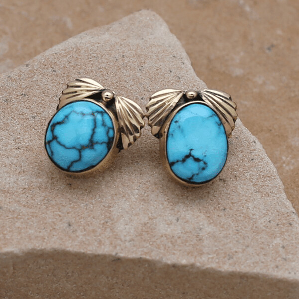 Vintage 1990&#39;s 14kt gold turquoise earrings