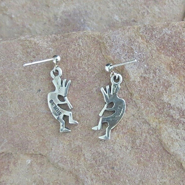 Mini Kokopelli dangle post earrings