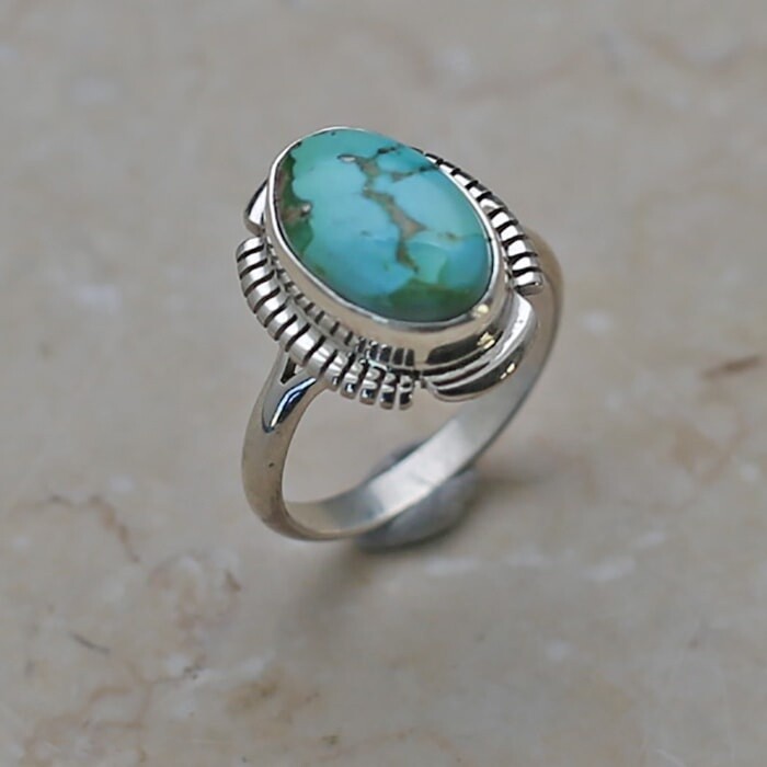 Small oval Sonoran gold turquoise ring-ANA 1512
