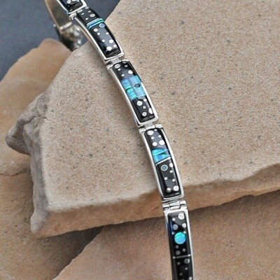 Thin link bracelet with Night Sky inlay design