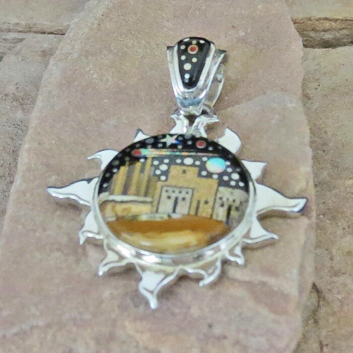 Large sun pendant Adobe pueblo design-SR 2340