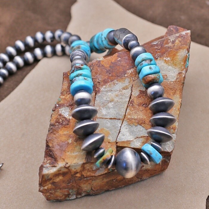 26&quot; Navajo pearls w/turquoise-BIL 656