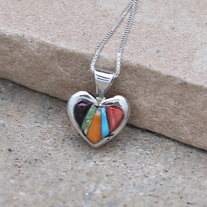 Mini heart &quot;cobblestone&quot; inlay pendant-ANA 1519