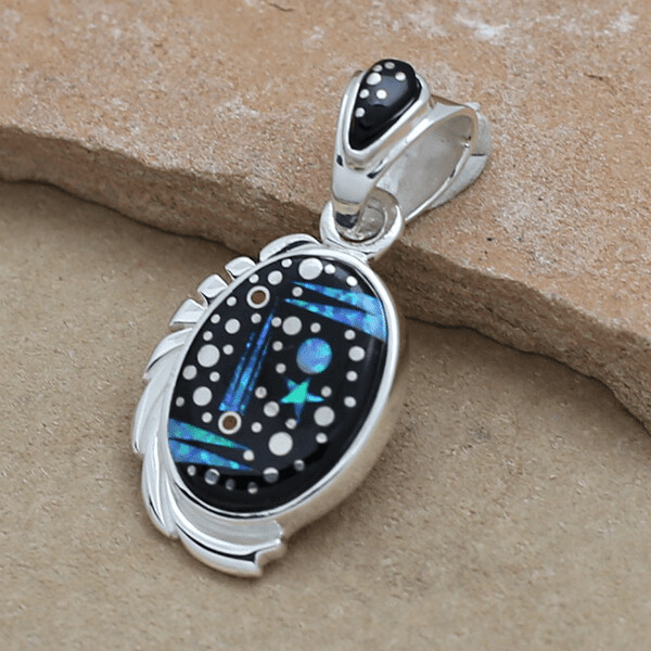 Small Oval pendant with Night Sky inlay design