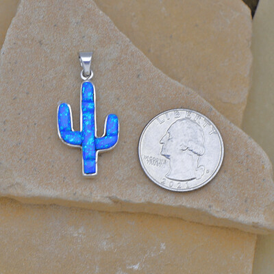 Large Cactus reversible pendant-BLUE cultured opal