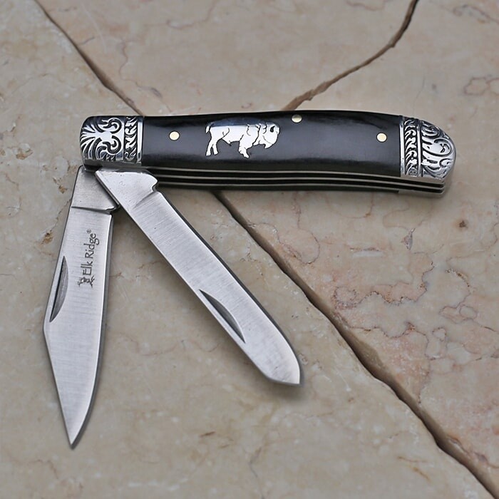 Silver eagle inlay pocket knife