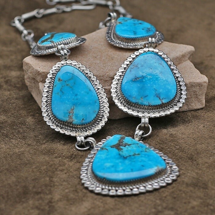 Large Morenci turquoise necklace necklace - RB 240
