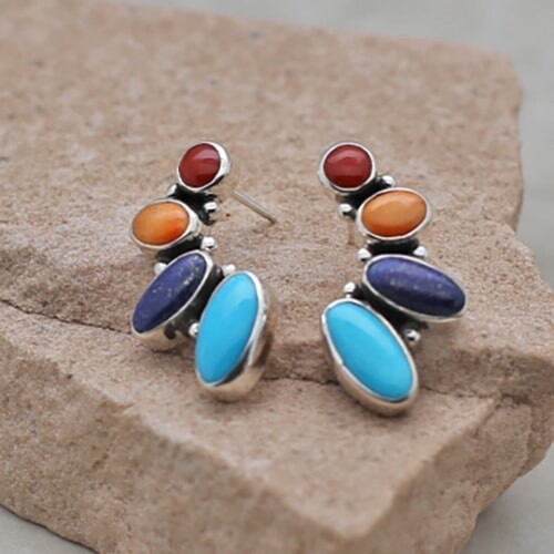 Curved Multi-colored post earrings