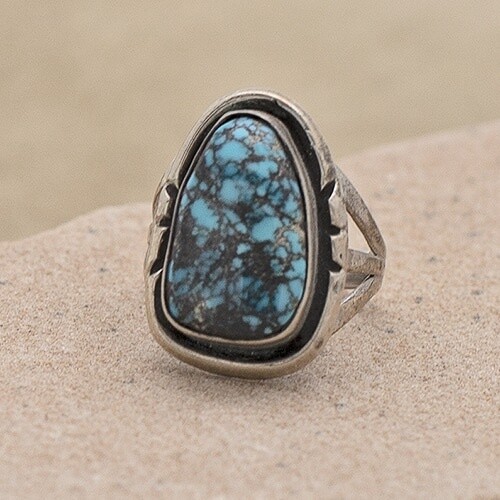 Spiderweb Turquoise vintage ring-Lone Mtn 154