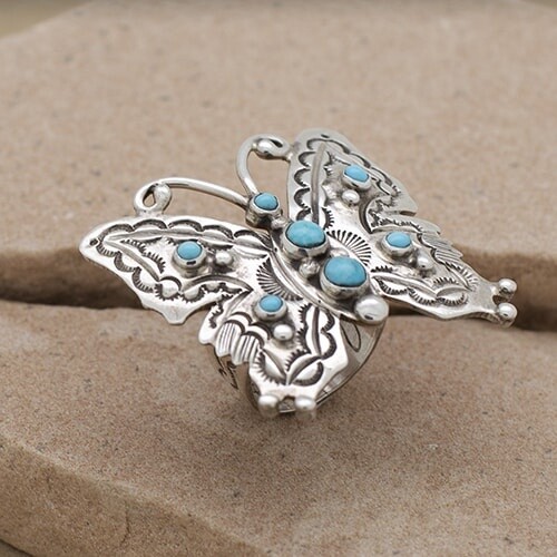 Butterfly ring with Kingman turquoise -SWS 254