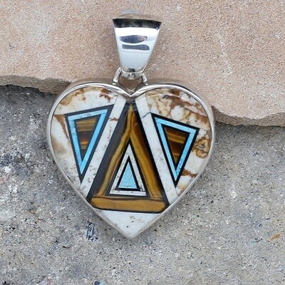 Contemporary Inlay heart pendant