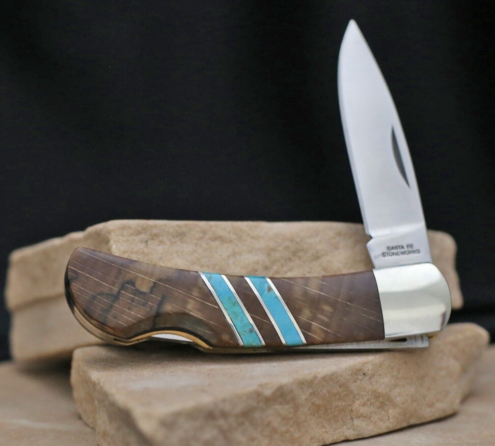 SFS 104 Bleech wood with turquoise inlay knife