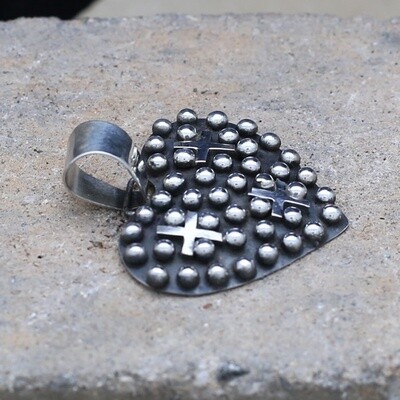 Medium sized "rain drop" &amp; cross pendant