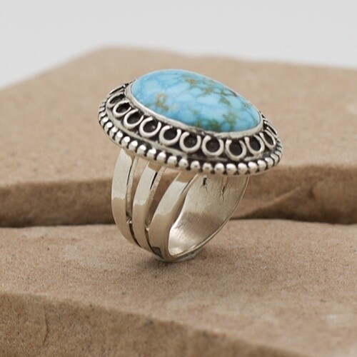 &quot;Waterweb&quot; Kingman turquoise ring- BIL 531