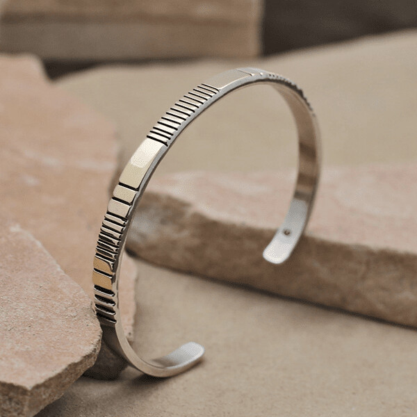 Thin bracelet in sterling silver &amp; 14kt gold overlay