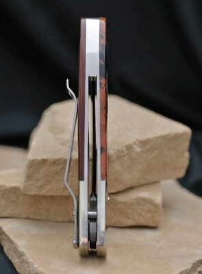 Large folding knife with boulder turquoise inlay