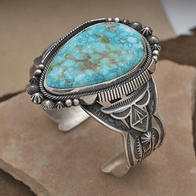 Large Sonoran gold turquoise bracelet by Aaron Toadlena