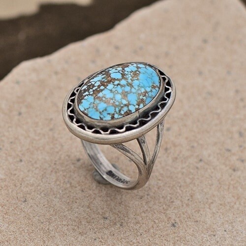 Vintage Lone Mountain spiderweb Turquoise ring-Lone mtn 158 A