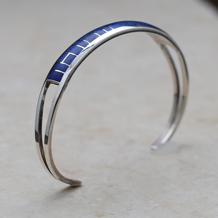 Zuni lapis inlay cuff bracelet