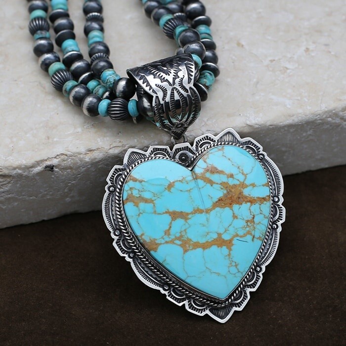 Large turquoise heart necklace set- BC 1393