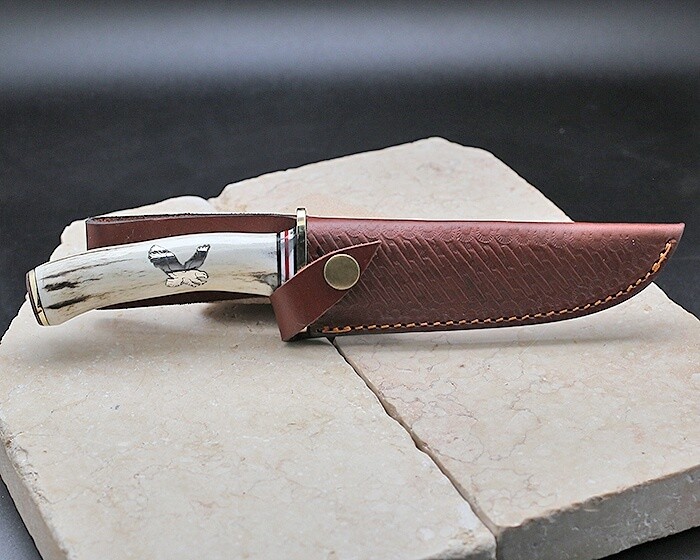 Long handle fixed blade knife w/ EAGLE image-TG 130