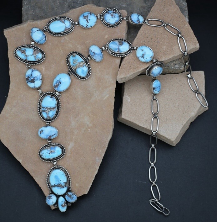 Golden Hills Turquoise Lariat necklace-SWS 180