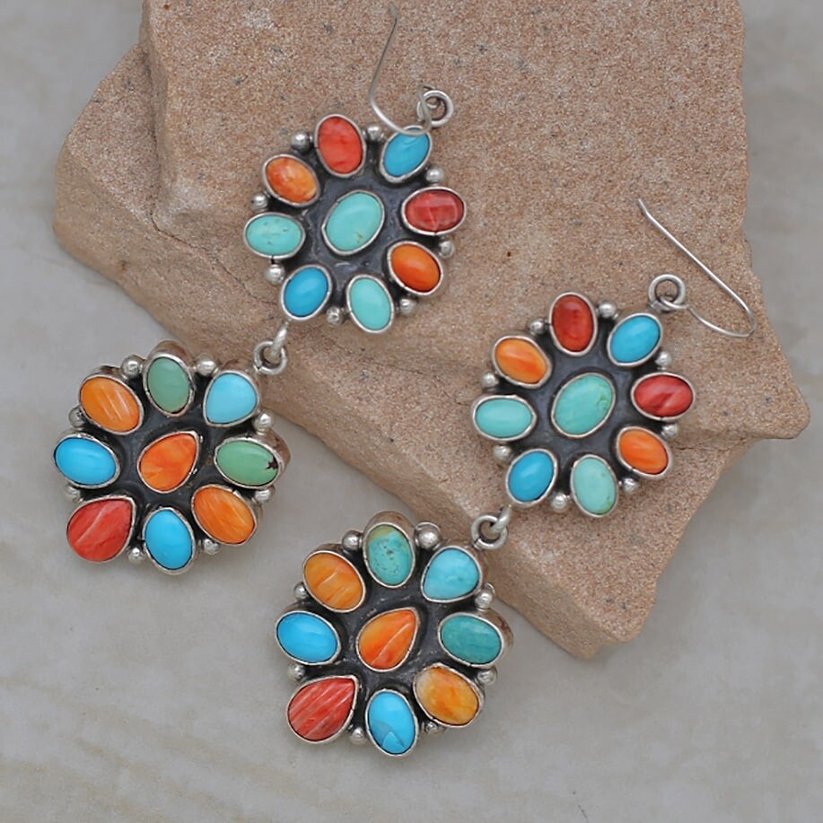 BIL 362  Extra long large double oval dangle earrings
