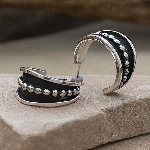 Tom Hawk 1/2 hoop channel earrings with beads