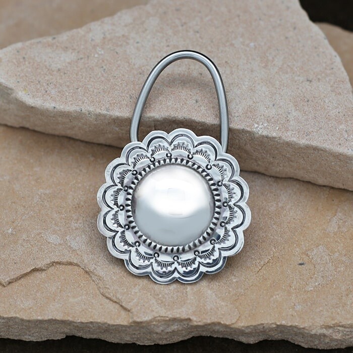 NAVAJO HAND STAMPED CONCHO STYLE KEY CHAIN- KC 105