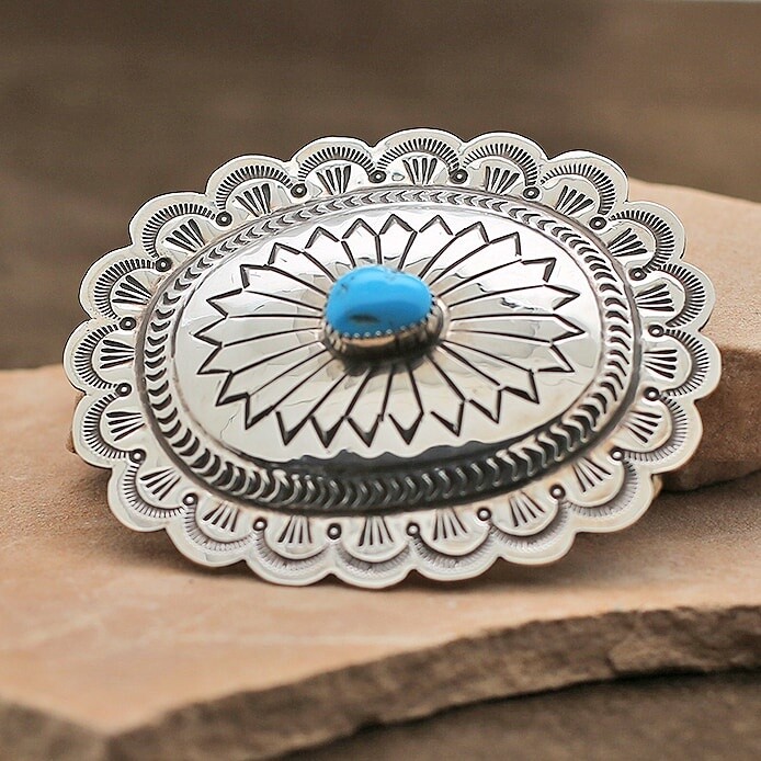 RB 214 Navajo belt buckle by artist Carson Blackgoat