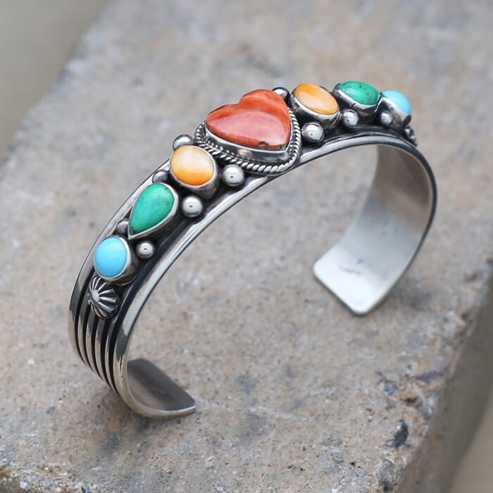 Heart shaped spiny oyster shell bracelet-BC 1392