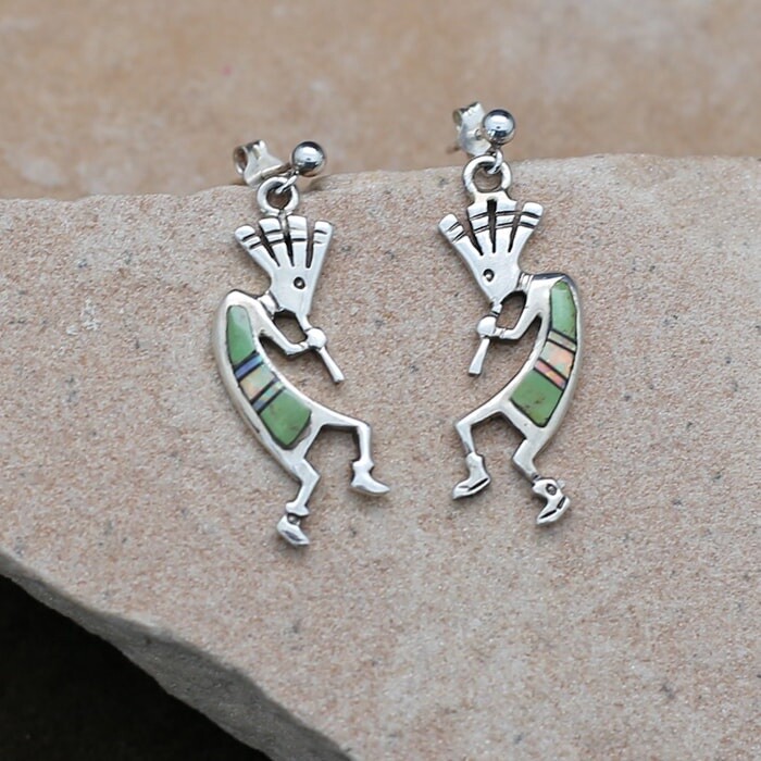 Kokopelli Earrings in  Gaspeite