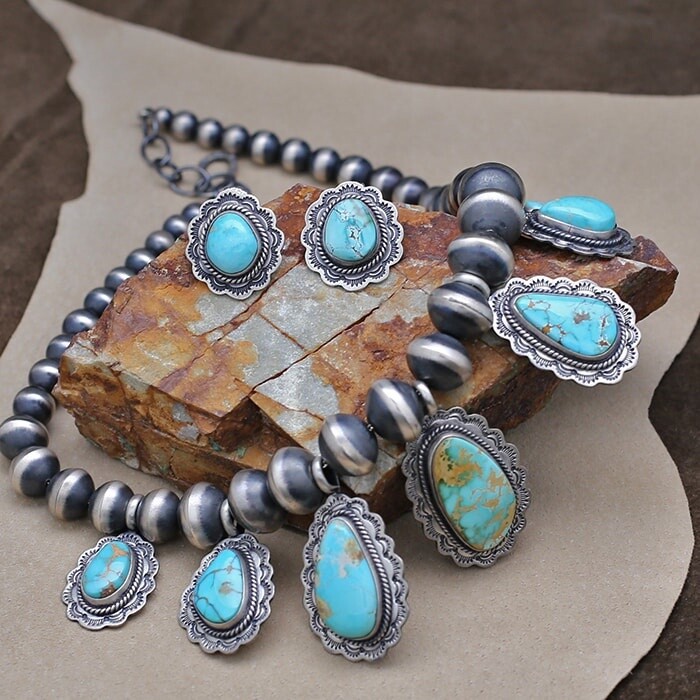 7-STONE ROYSTON TURQUOISE NECKLACE-BIL 649