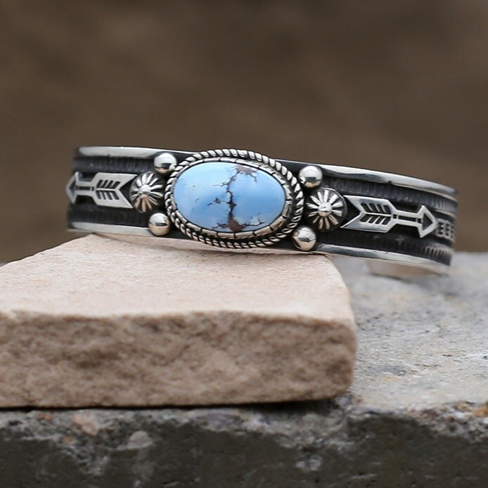 BC 1244  Golden Hills Turquoise bracelet- by artist Albert Jake