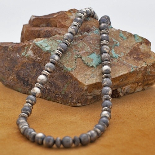 18&quot; round &amp; fluted silver beads - SWS 254 A