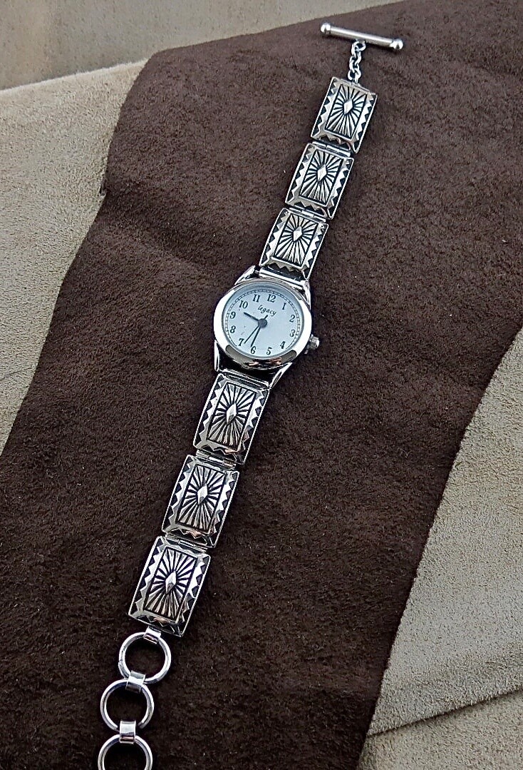 Bil 101 Authentic Native American Handmade Sterling Silver watch Bracelet
